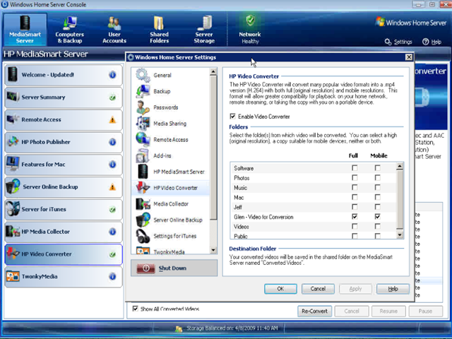 hp mediasmart server software